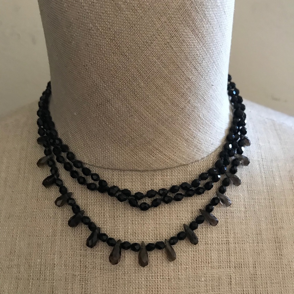 Triple Strand Choker Gemstone Necklace - 15"